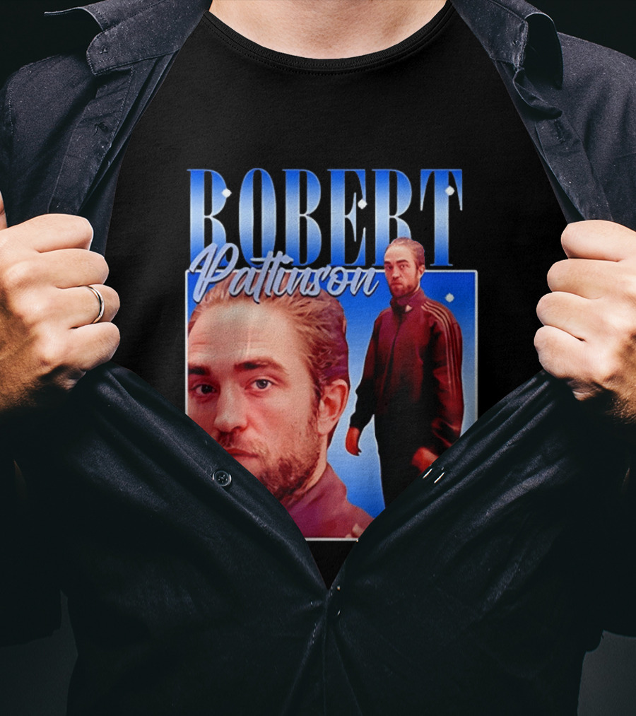 Robert Pattinson Standing Meme Blue Adidas Tracksuit T-Shirt