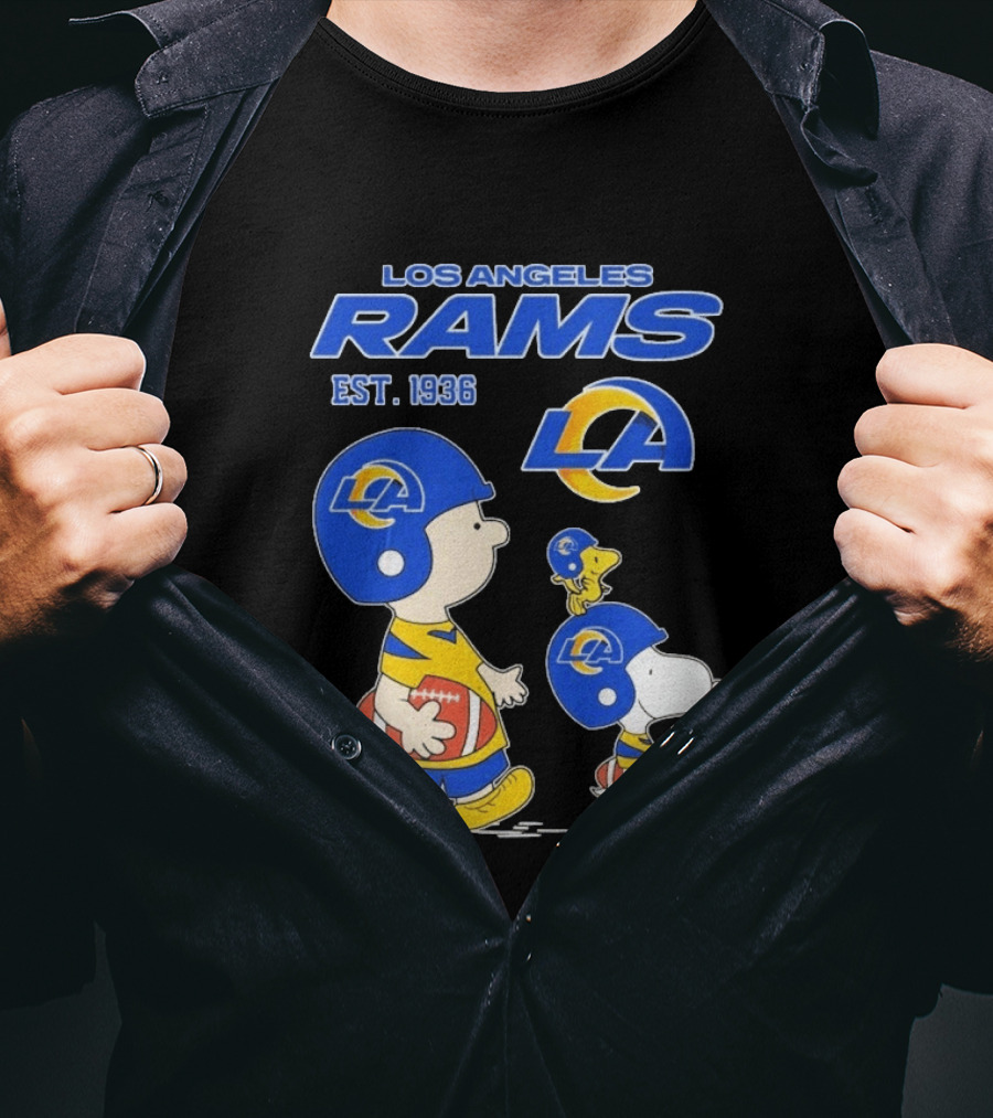 Snoopy Charlie Brown Los Angeles Rams 1936 Football Team LA T-Shirt