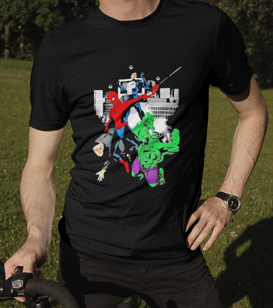 Spider Man The Punisher And The Hulk Marvel Comic Heroes Collage T-Shirt