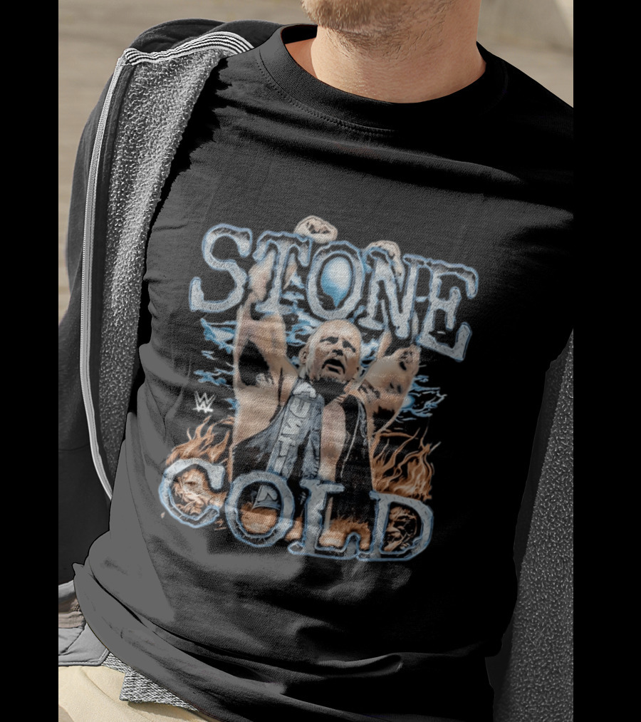 Stone Cold Steve Austin WWE Ice And Flames Iconic Wrestling T-Shirt