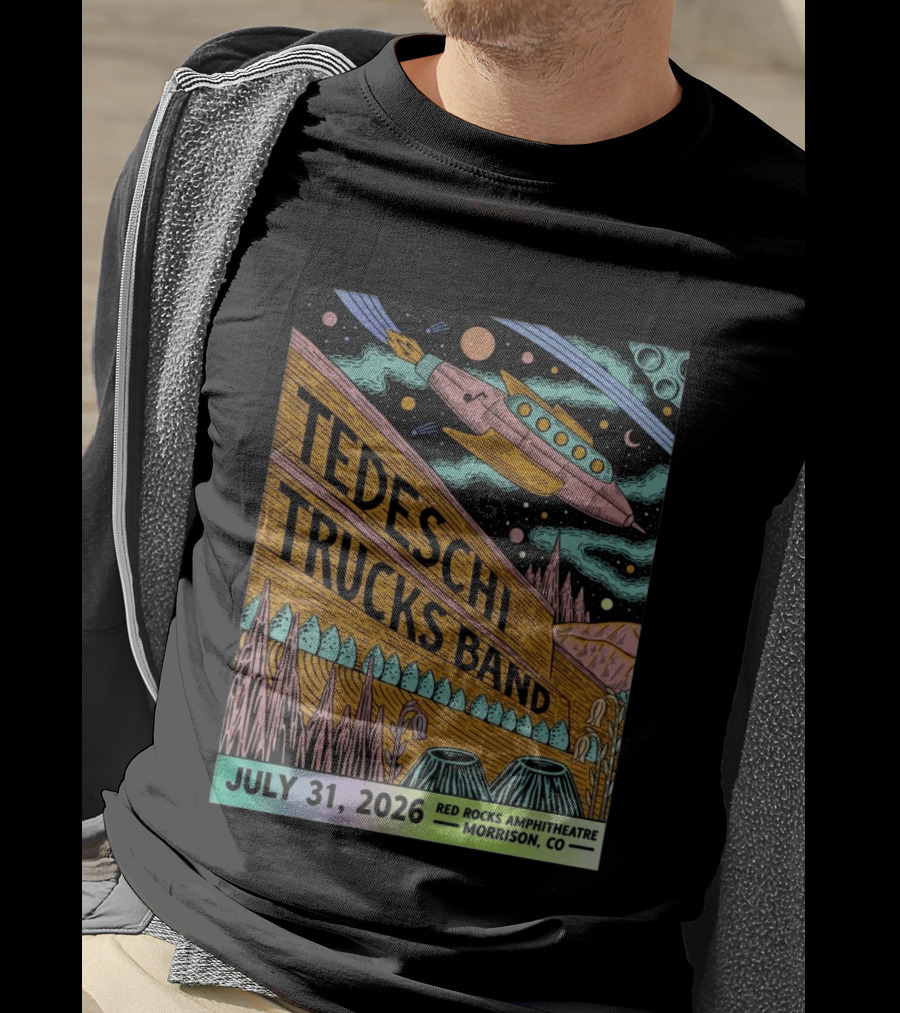 Tedeschi Trucks Band Red Rocks Concert July 31 2026 Morrison CO Spaceship T-Shirt
