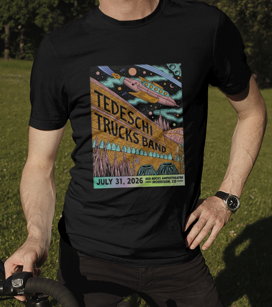 Tedeschi Trucks Band Red Rocks Concert July 31 2026 Morrison CO Spaceship T-Shirt