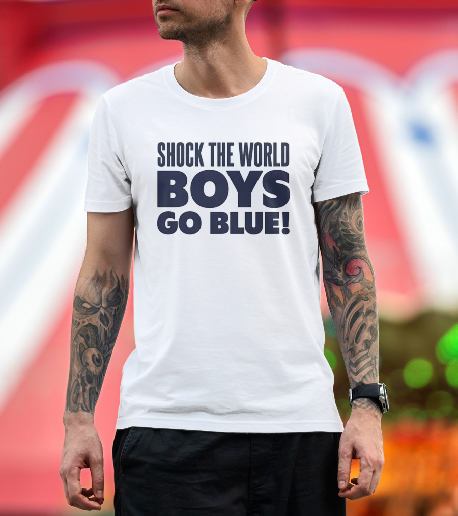 Shock The World Michigan Men's Basketball Boys Go Blue T-Shirt