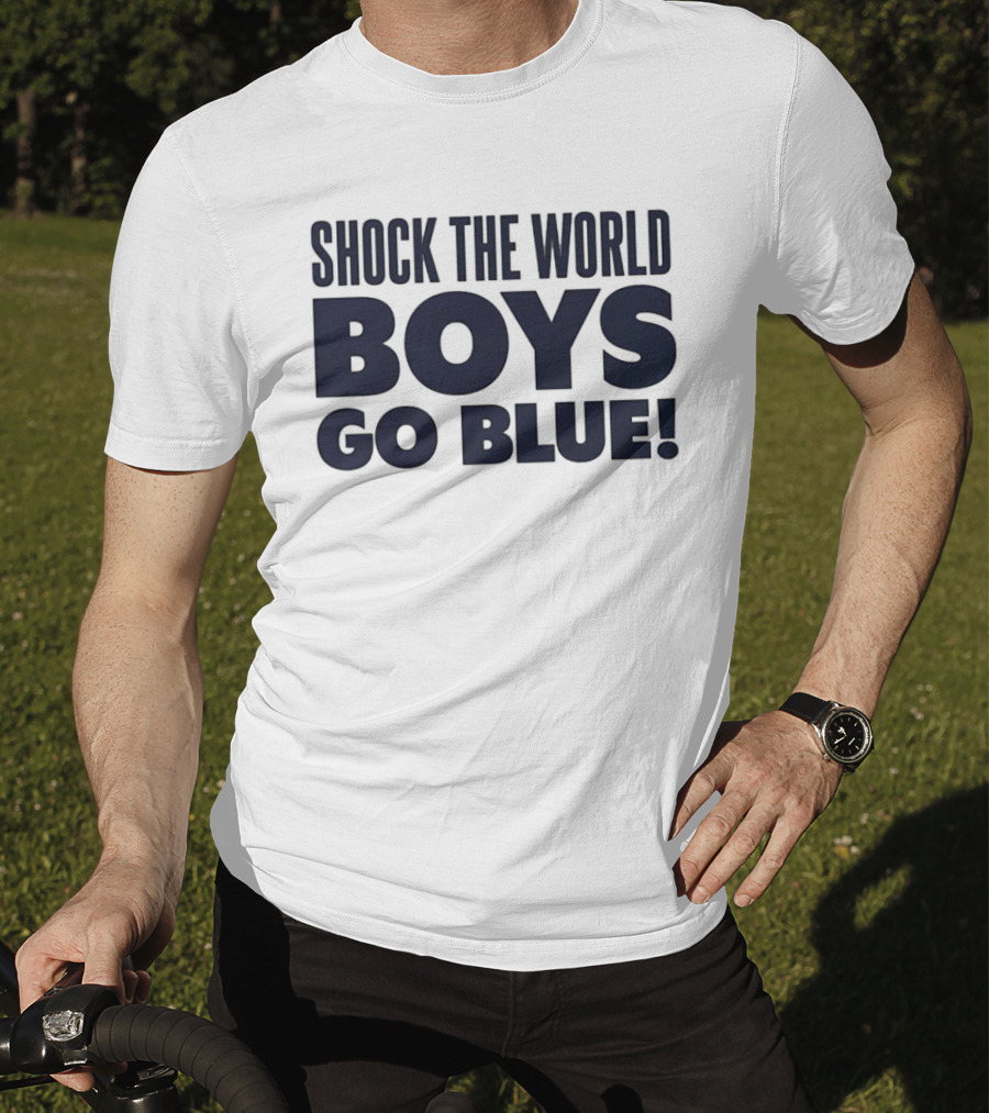 Shock The World Michigan Men's Basketball Boys Go Blue T-Shirt