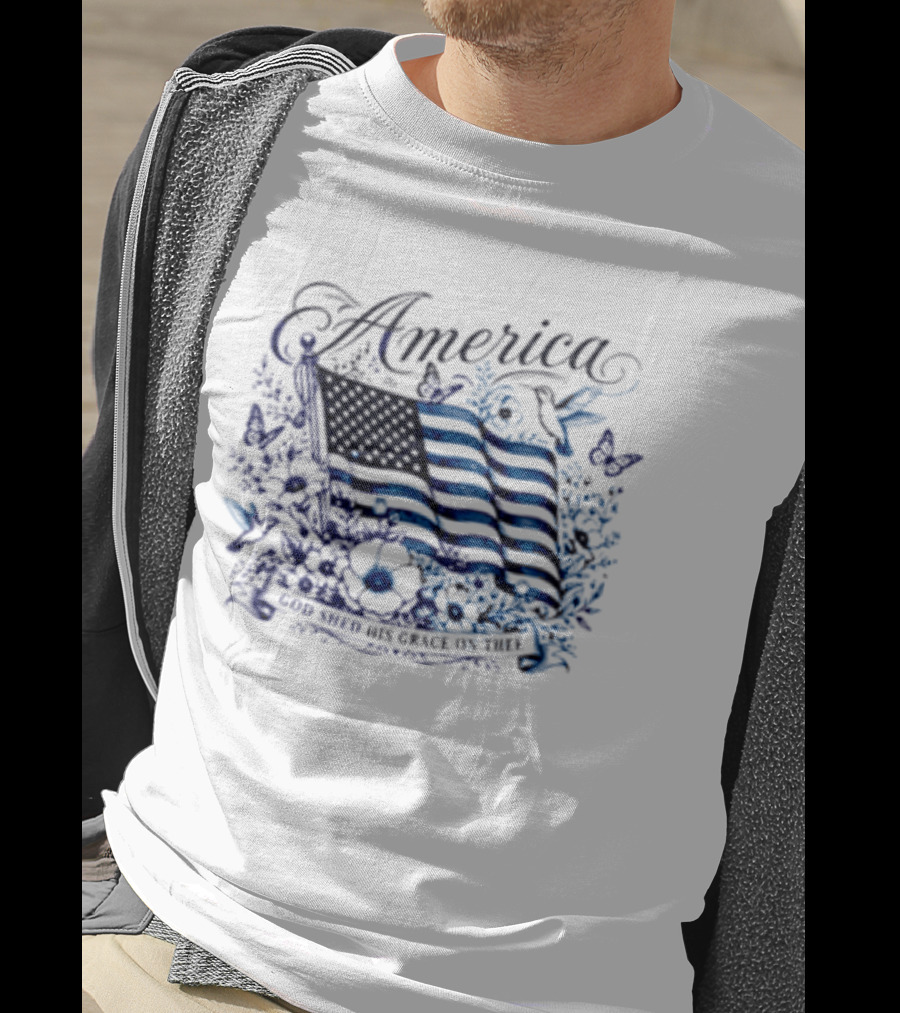 America God Shed His Grace On Thee Flag And Nature T-Shirt
