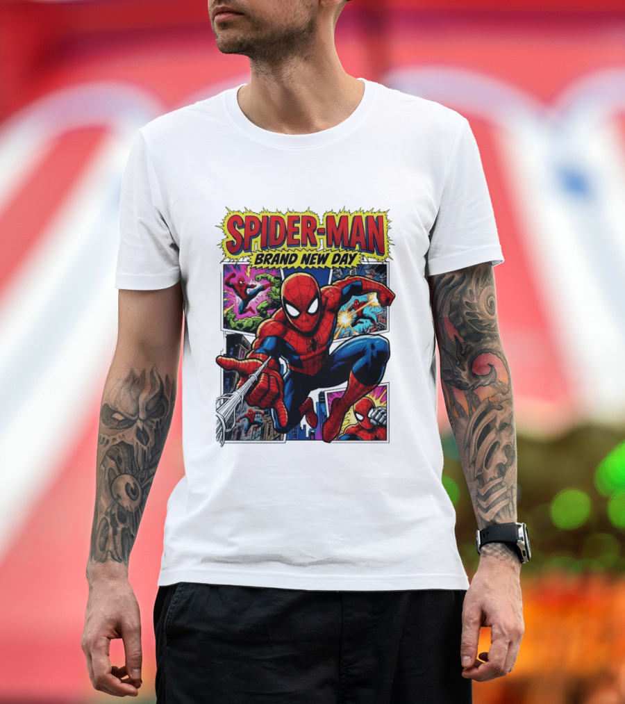 Spider Man Brand New Day Collage Marvel Comic Adventure T-Shirt