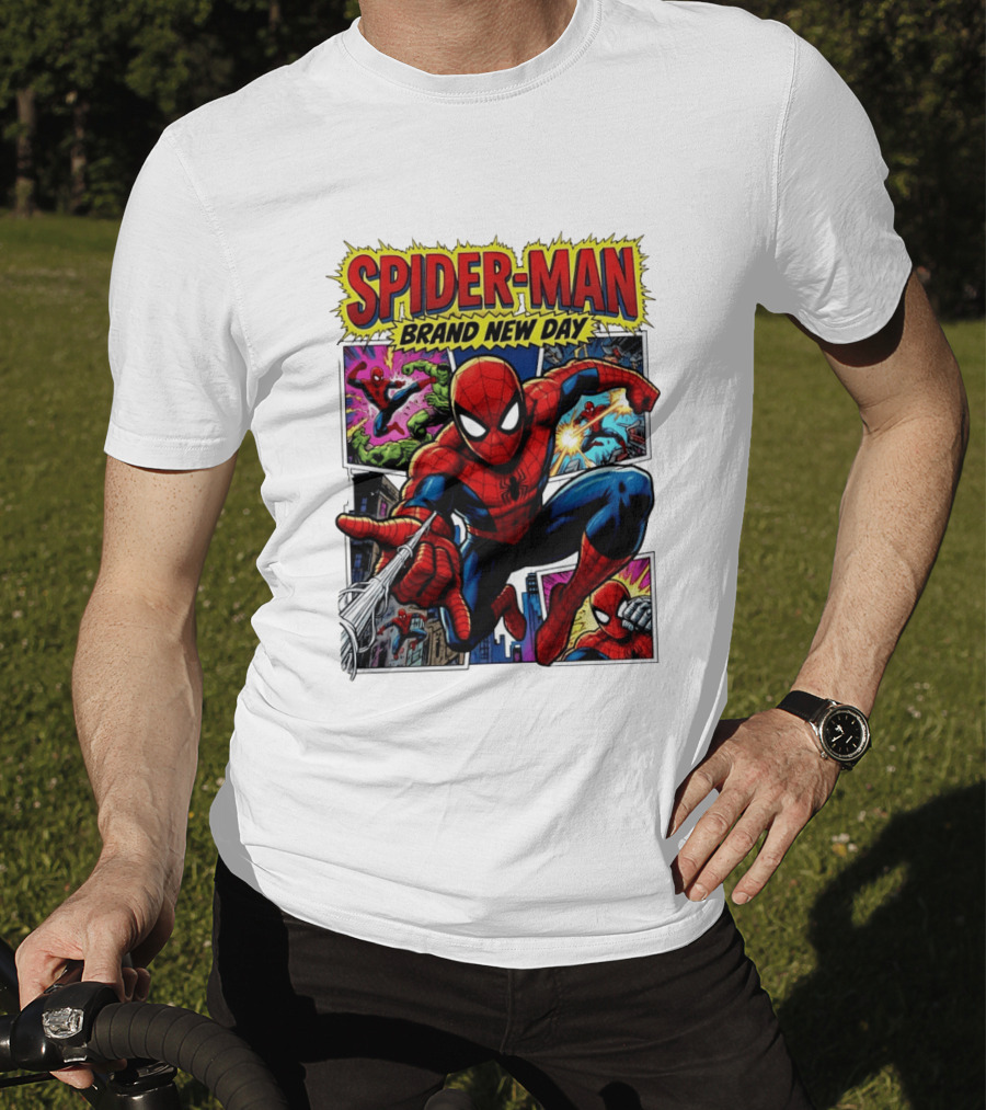 Spider Man Brand New Day Collage Marvel Comic Adventure T-Shirt