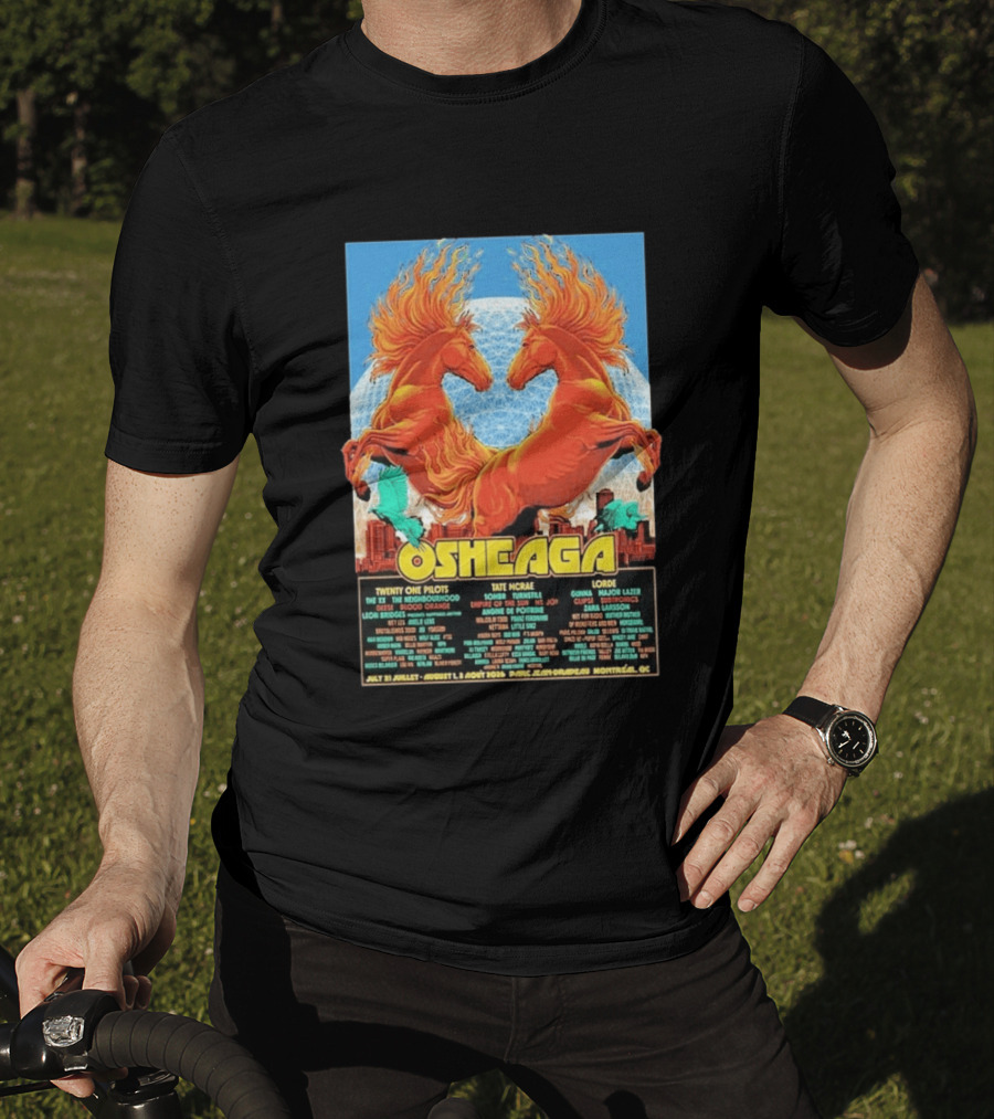 19th Annual Osheaga Music And Arts Festival July 31 To August 2 2026 Headliners Twenty One Pilots Tate McRae Lorde Parc Jean Drapeau Montreal Canada T-Shirt