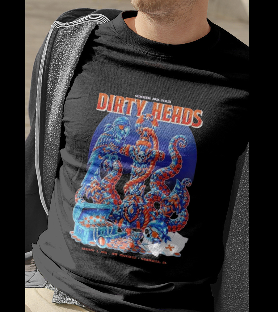 Dirty Heads Summer 2026 Tour Nashville TN August 1 Skeletons And Octopus T-Shirt