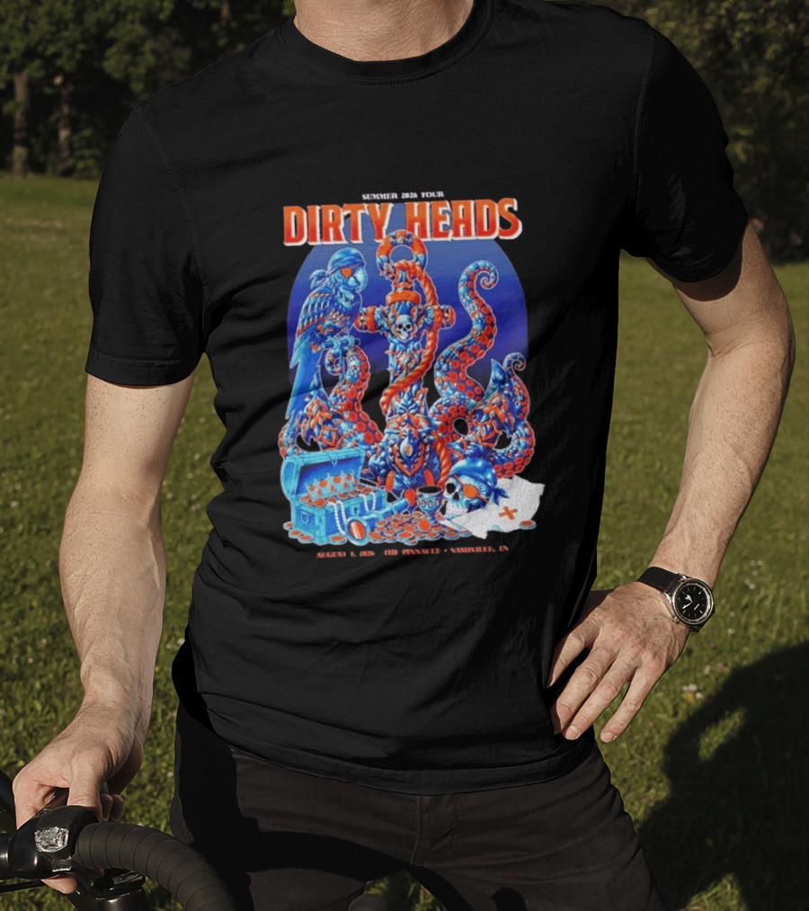 Dirty Heads Summer 2026 Tour Nashville TN August 1 Skeletons And Octopus T-Shirt