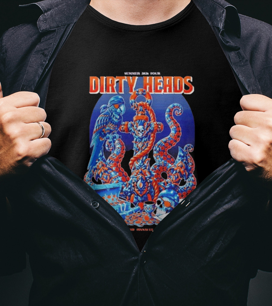 Dirty Heads Summer 2026 Tour Nashville TN August 1 Skeletons And Octopus T-Shirt