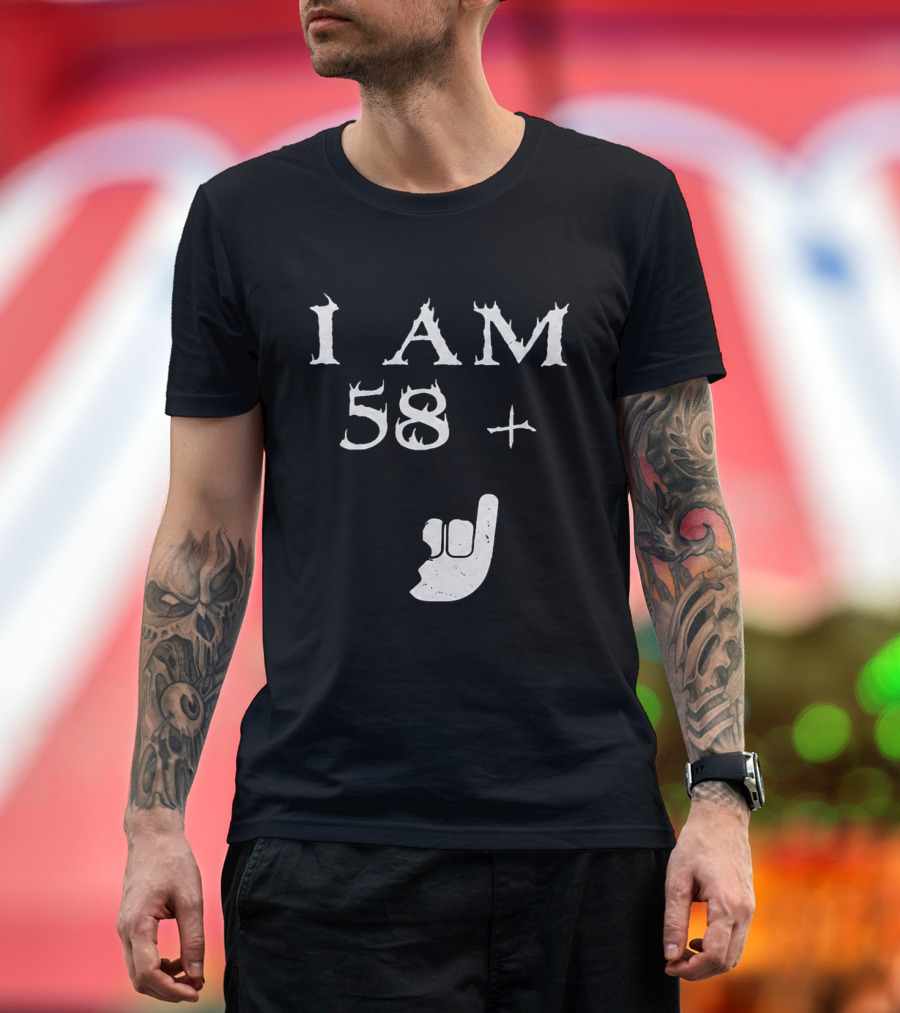 I Am 58 Plus Rock Hand Gesture T-Shirt