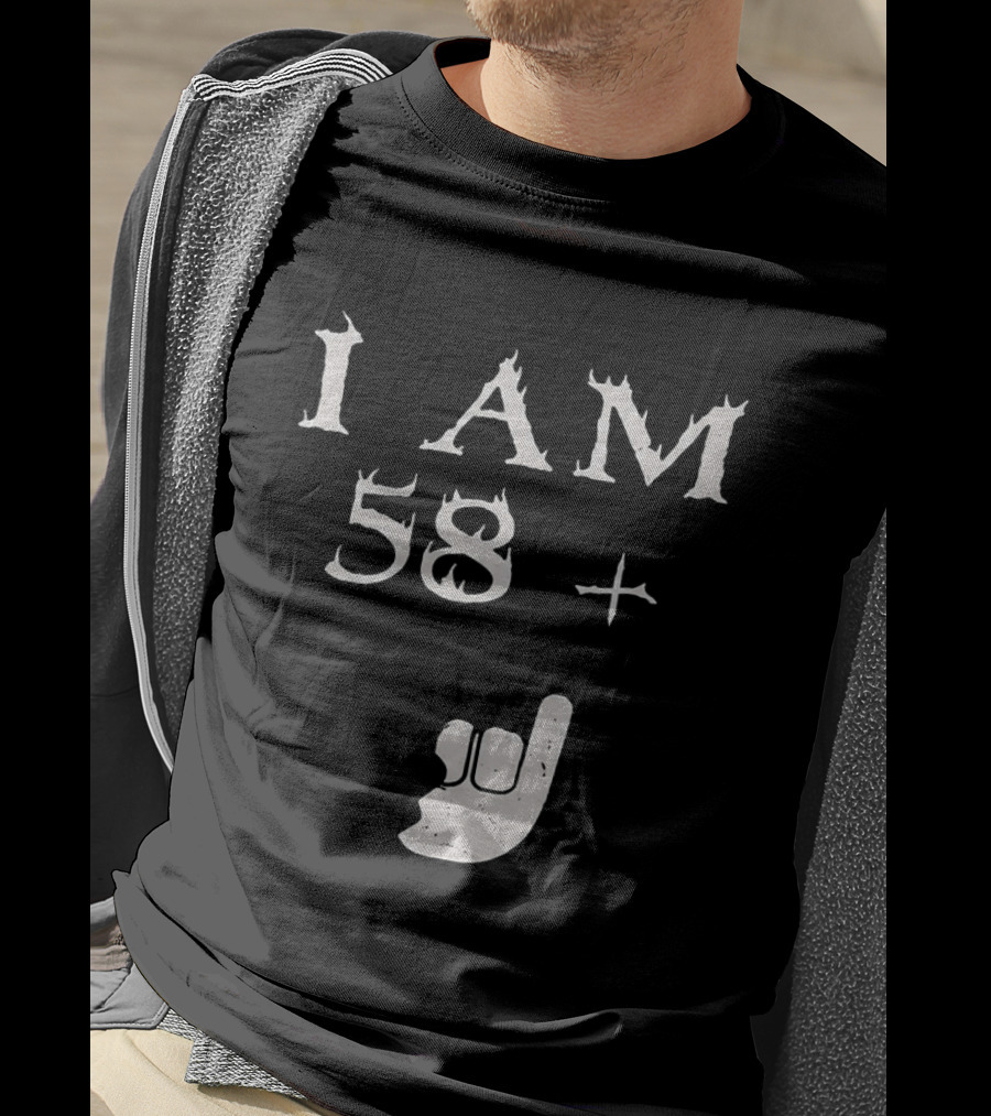 I Am 58 Plus Rock Hand Gesture T-Shirt