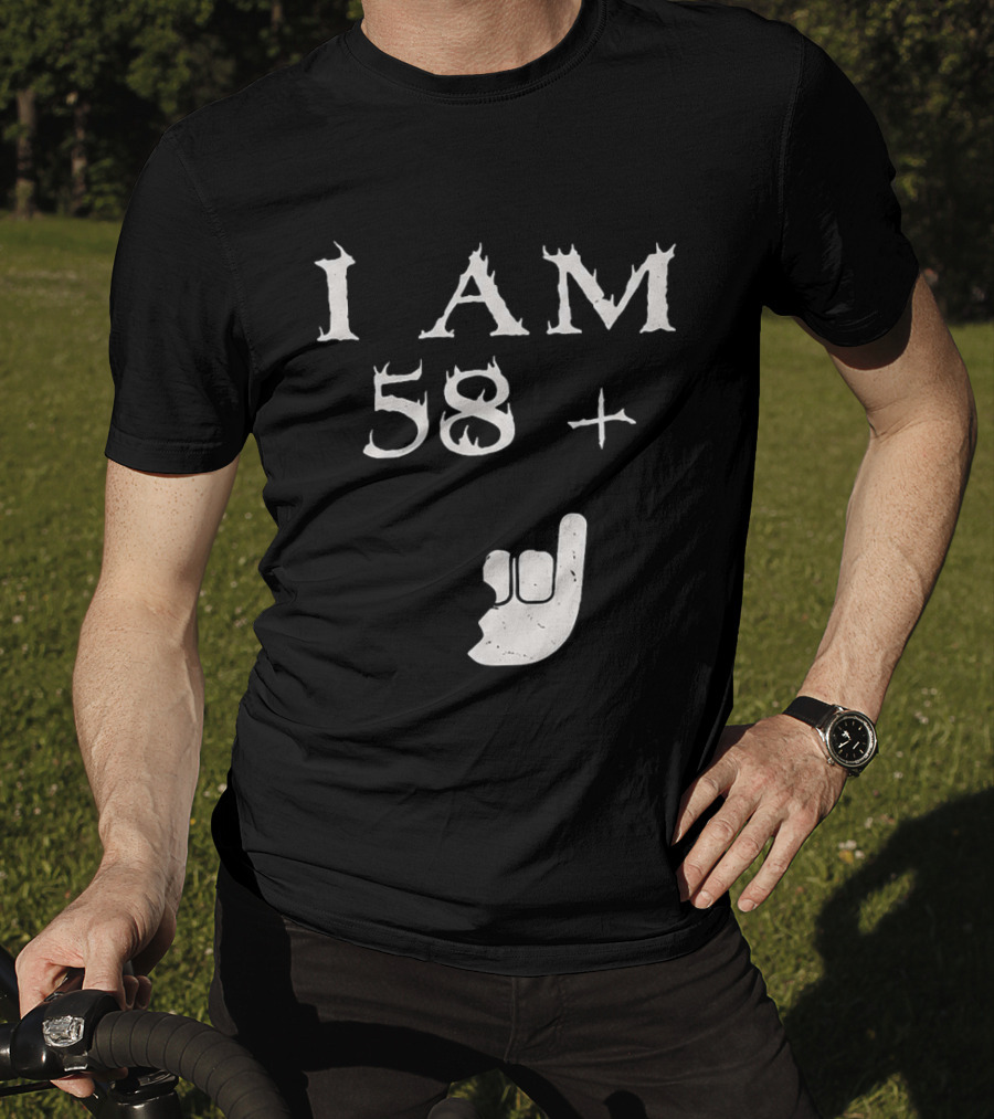 I Am 58 Plus Rock Hand Gesture T-Shirt