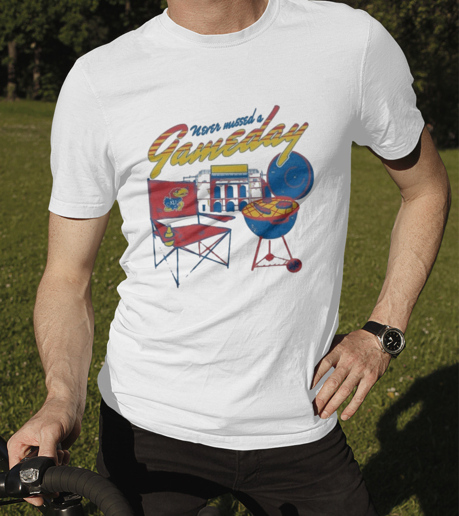 Kansas Jayhawks Never Missed A Gameday BBQ Chair Stadium Grill T-Shirt