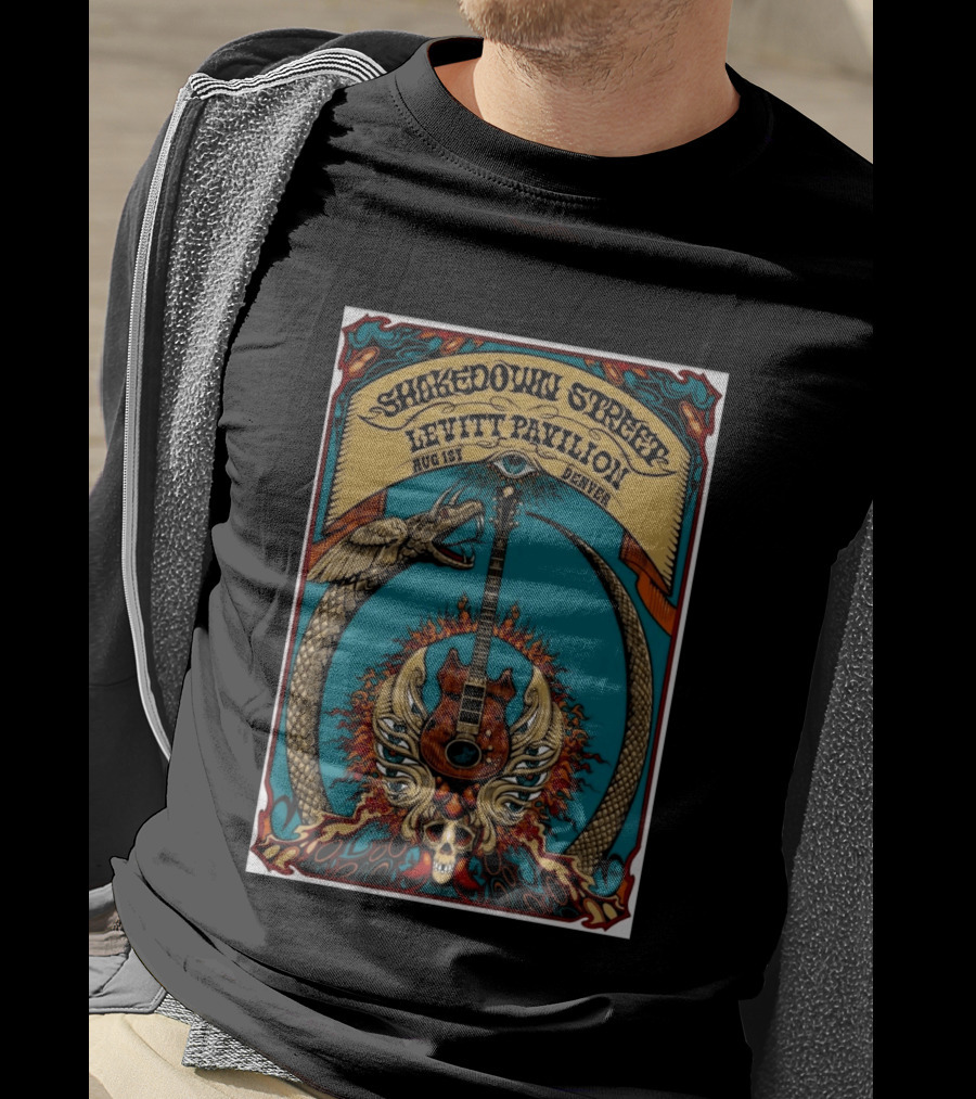 Shakedown Street Levitt Pavilion Aug 1 Denver 2026 Snake Guitar Skull T-Shirt