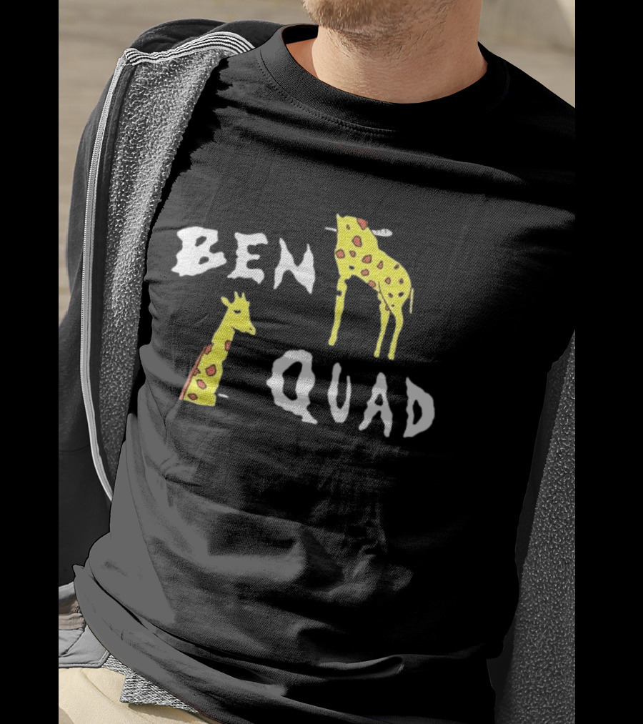 Ben Quad Giraffe Illustration Fun Cartoon T-Shirt