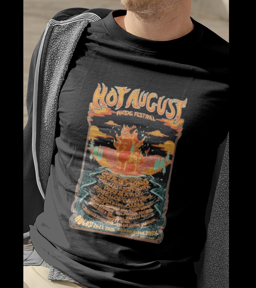 Hot August Music Festival 2026 Oregon Ridge Park Featuring Grace Stone Galactic Hartska Dogs Brass Playground Elise Testone DJ Williams T-Shirt