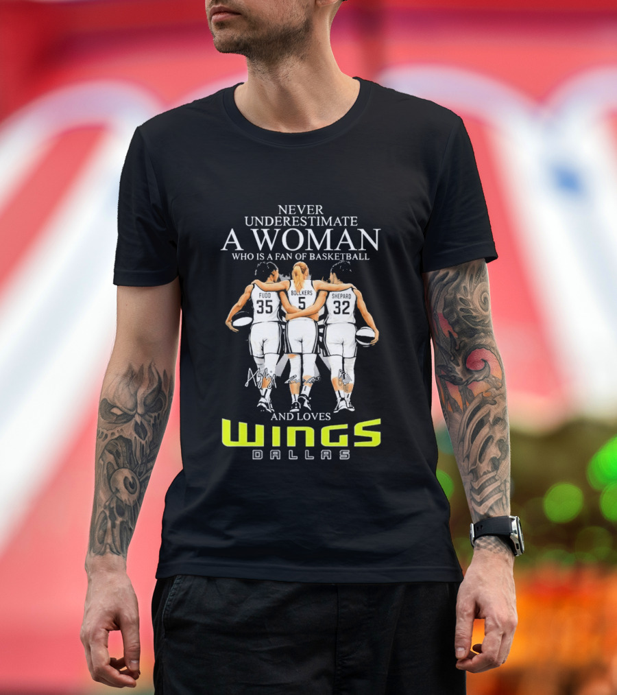 Never Underestimate A Woman Who Is A Fan Of Basketball And Loves Dallas Wings T-Shirt