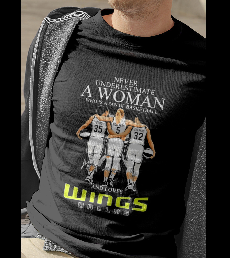Never Underestimate A Woman Who Is A Fan Of Basketball And Loves Dallas Wings T-Shirt