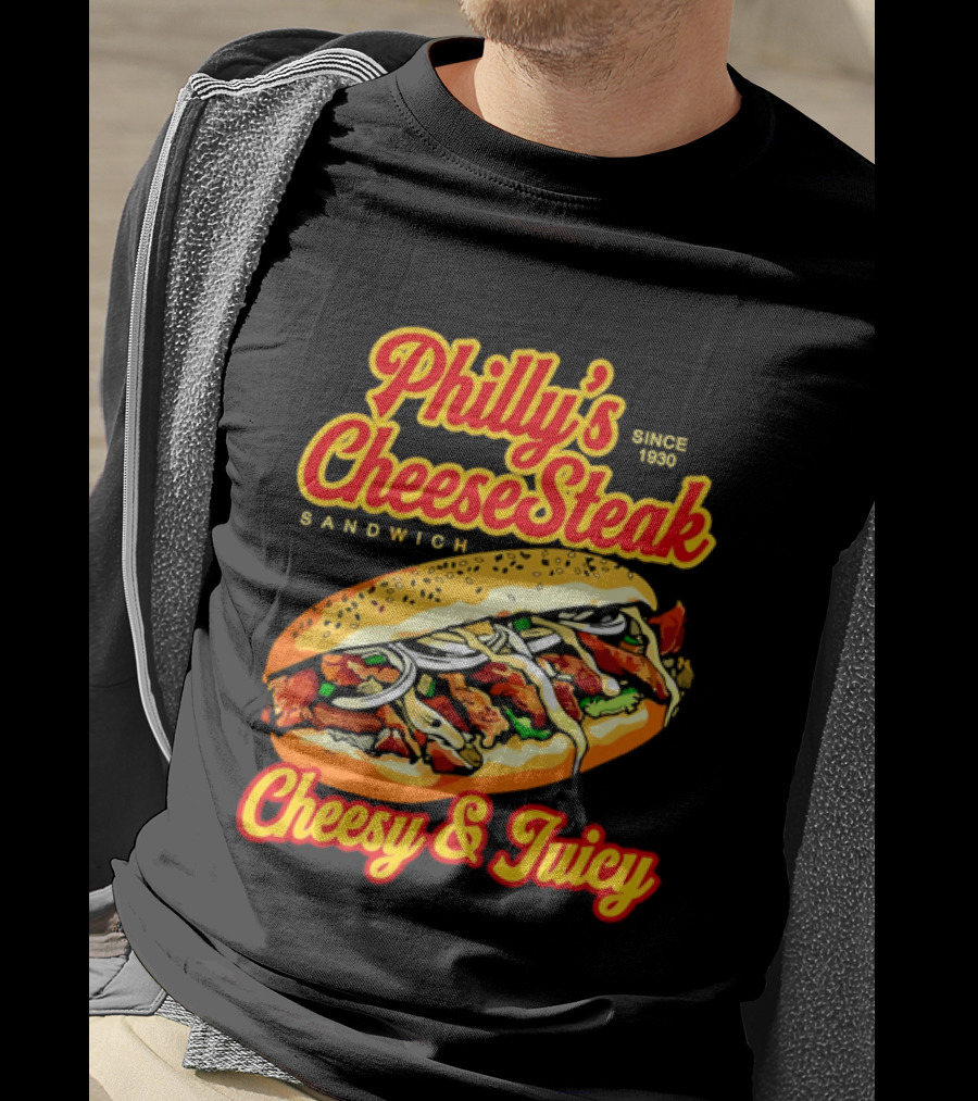 Philly's Cheesesteak Sandwich Cheesy & Juicy Since 1930 Classic Flavor Experience T-Shirt