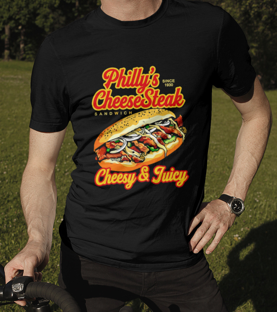 Philly's Cheesesteak Sandwich Cheesy & Juicy Since 1930 Classic Flavor Experience T-Shirt