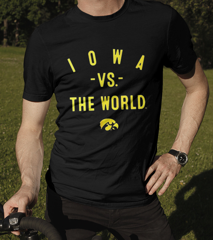 Iowa Hawkeyes NCAA Football Iowa Vs The World 2026 Yellow Text With Hawkeye T-Shirt