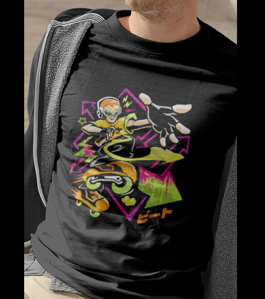 Jet Set Radio Beat Character Keep Rollin Neon Graffiti T-Shirt