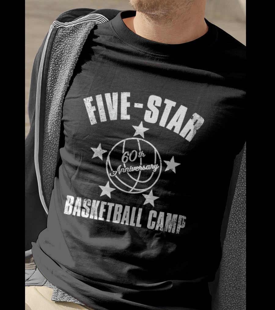 FIVE STAR 60th Anniversary Basketball Camp Ball And Stars T-Shirt