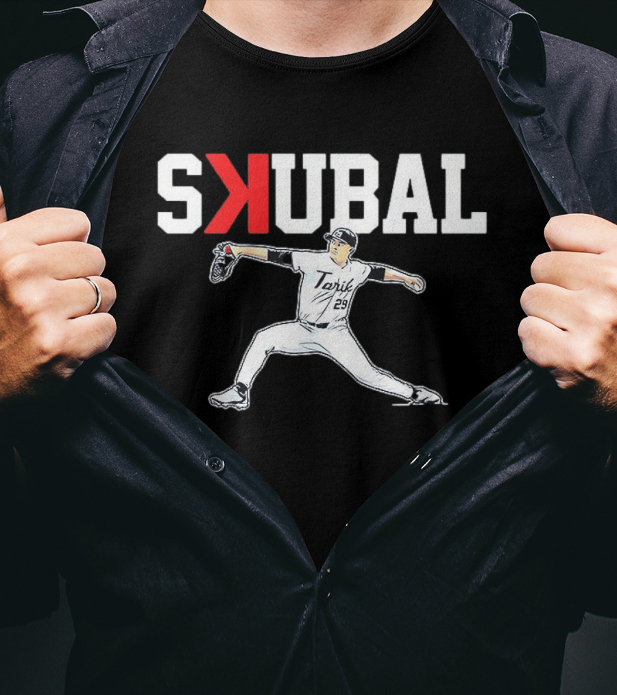 Tarik Skubal Detroit Tigers MLB Player Pitching SKUBAL T-Shirt