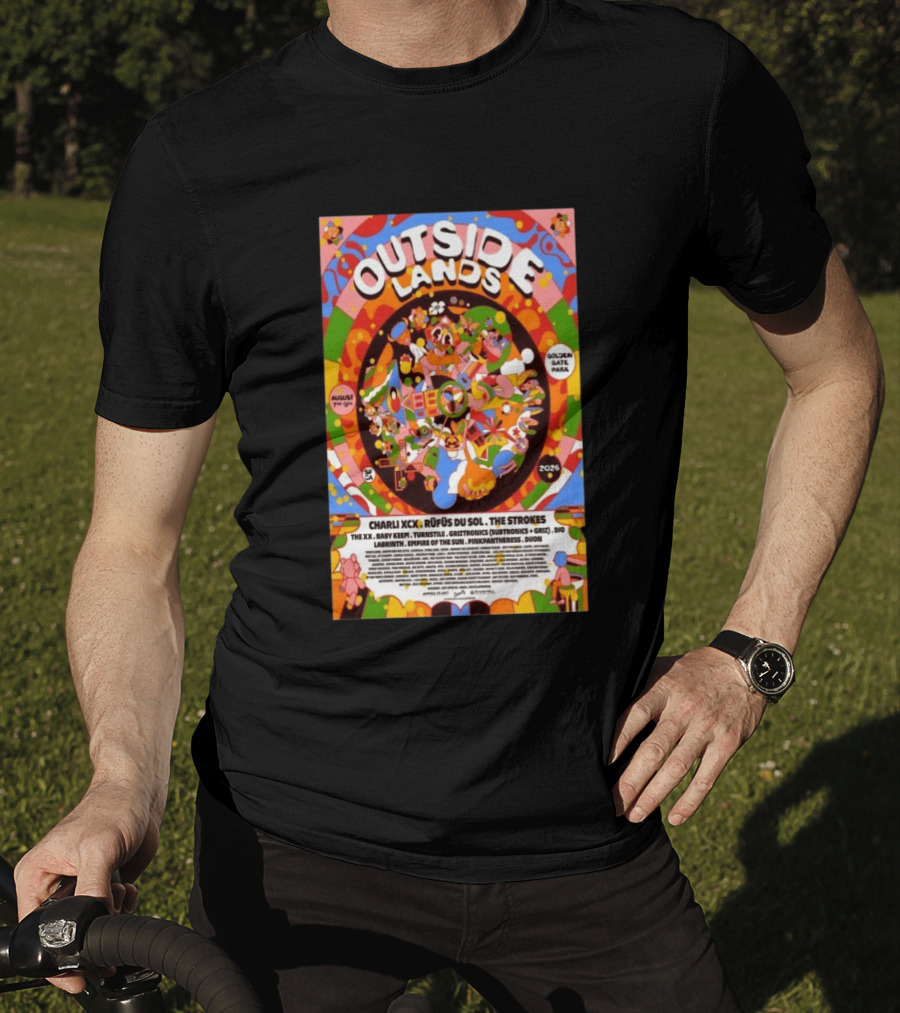 Outside Lands San Francisco August 7 9 2026 Golden Gate Park Charli XCX The Strokes Rüfüs Du Sol Lineup T-Shirt