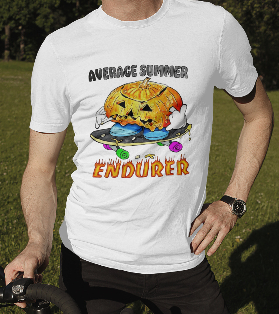 Average Summer Endurer Pumpkin Skater Skateboarding T-Shirt