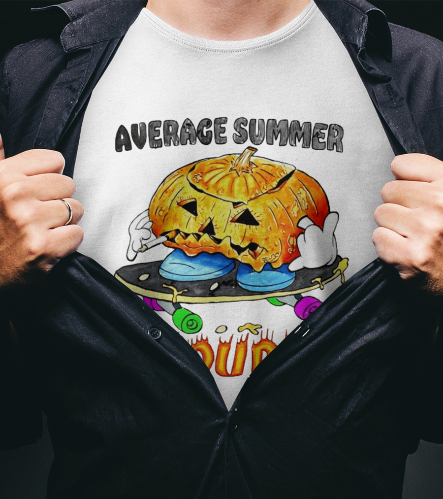 Average Summer Endurer Pumpkin Skater Skateboarding T-Shirt