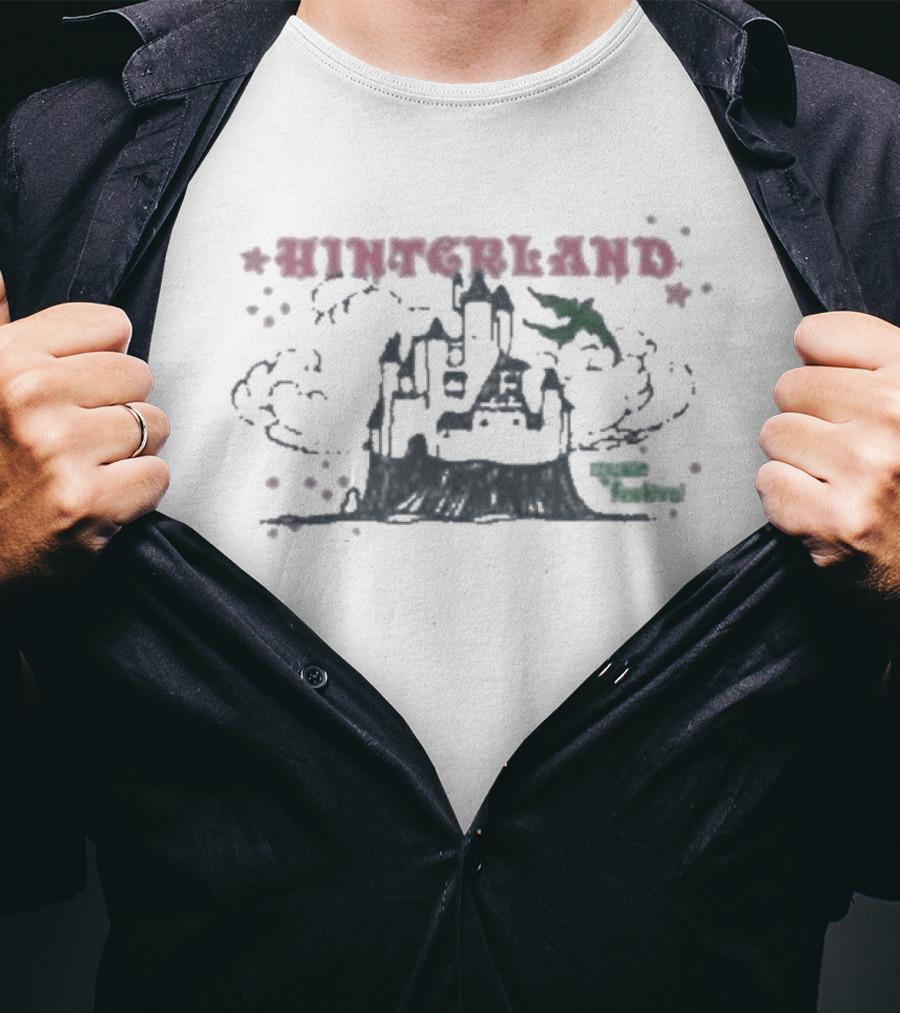 Hinterland Iowa Medieval Castle With Dragon And Clouds T-Shirt