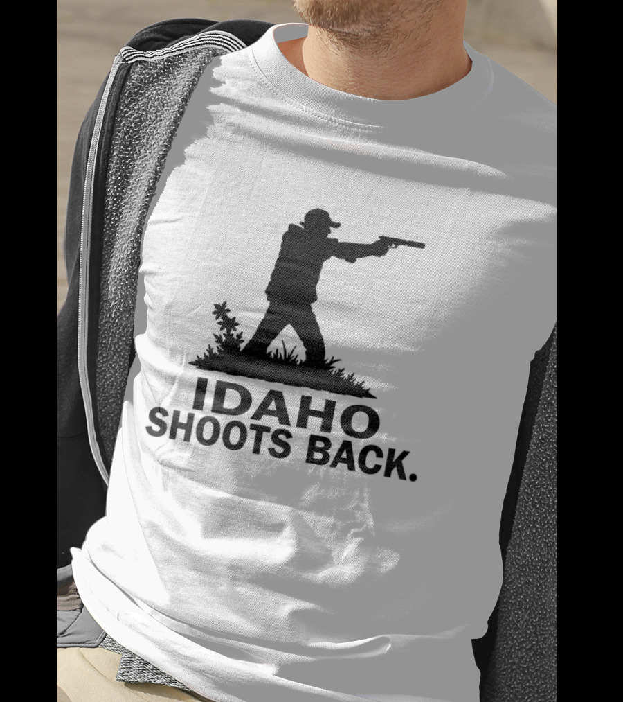 Idaho Shoots Back Silhouette Hunter With Gun T-Shirt
