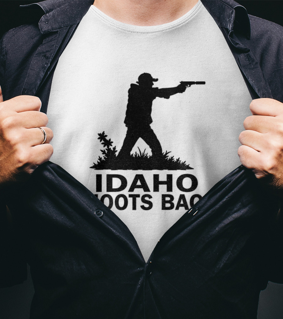 Idaho Shoots Back Silhouette Hunter With Gun T-Shirt