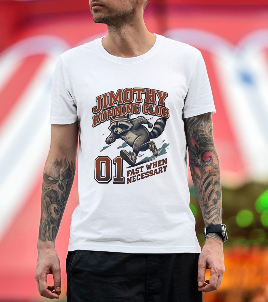 Jimothy Running Club 01 Fast When Necessary Raccoon T-Shirt