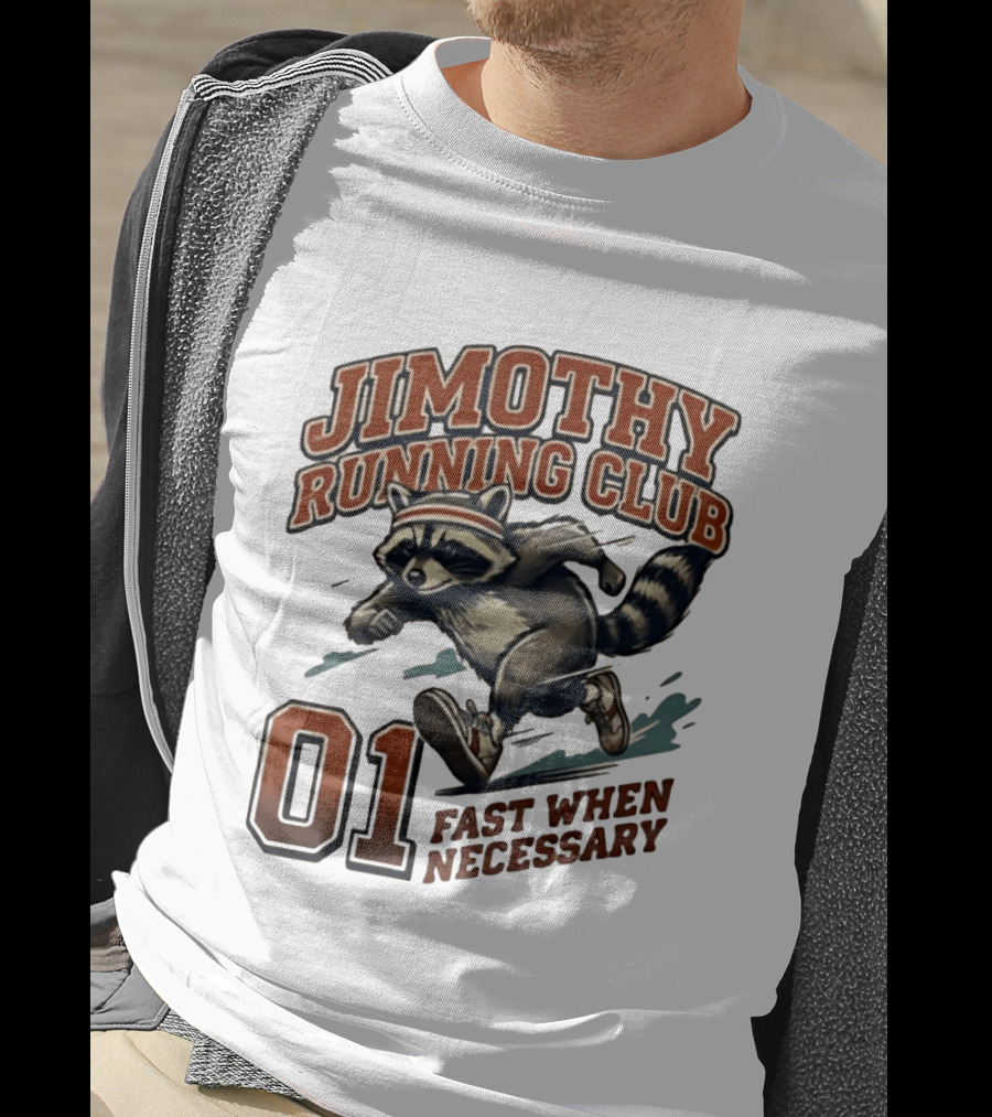 Jimothy Running Club 01 Fast When Necessary Raccoon T-Shirt