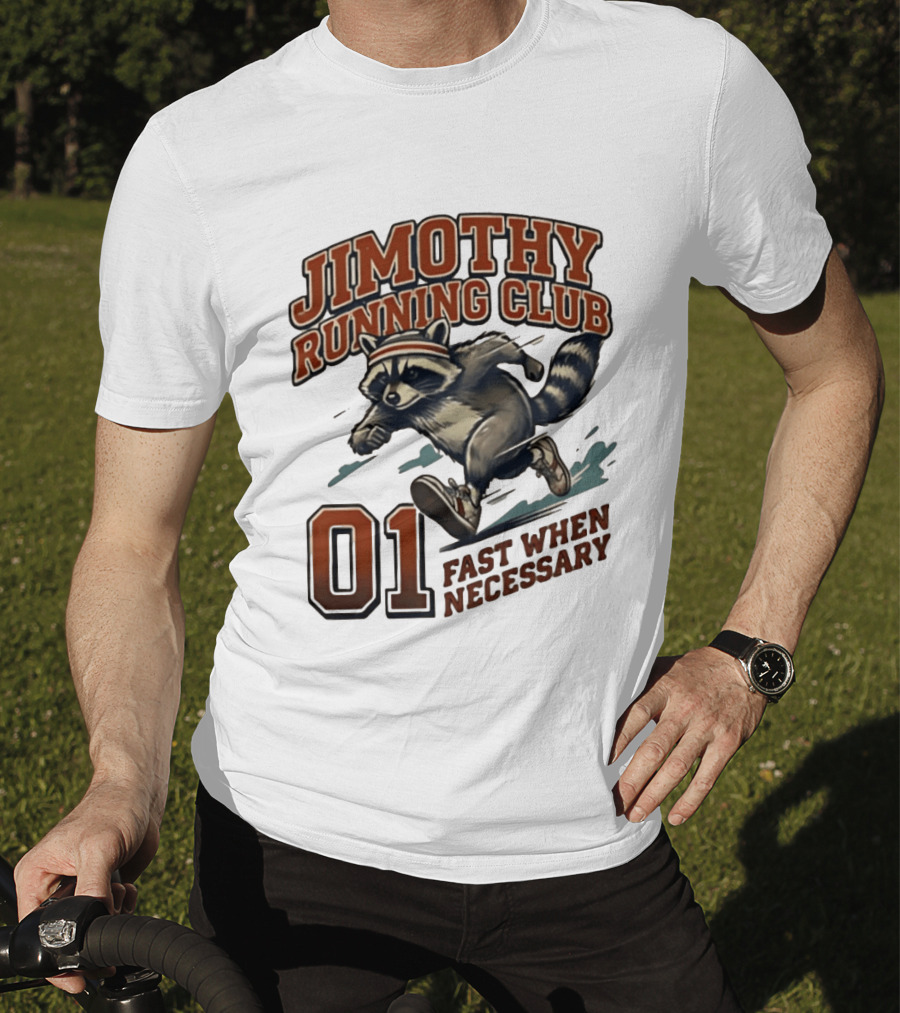 Jimothy Running Club 01 Fast When Necessary Raccoon T-Shirt