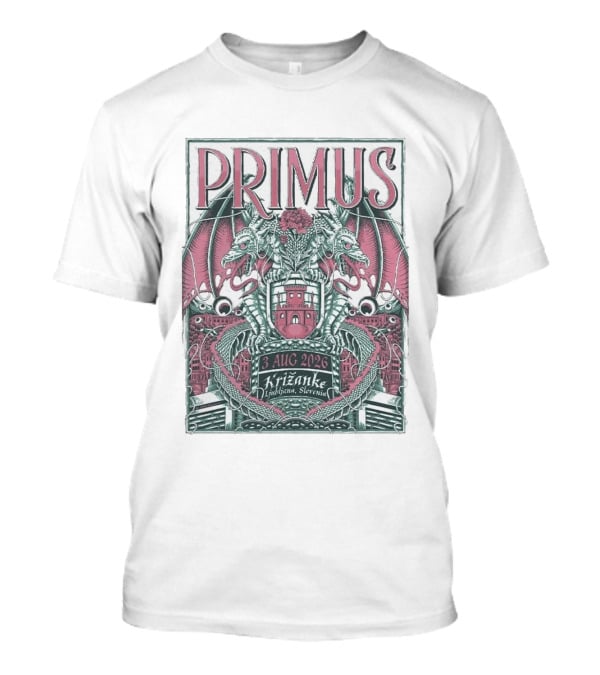 Primus 3 Aug 2026 Križanke Ljubljana Slovenia Event Dragons And Castle T-Shirt