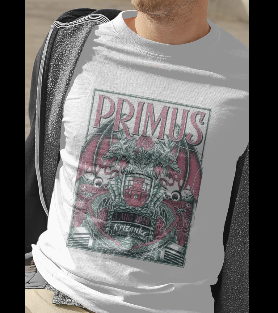Primus 3 Aug 2026 Križanke Ljubljana Slovenia Event Dragons And Castle T-Shirt