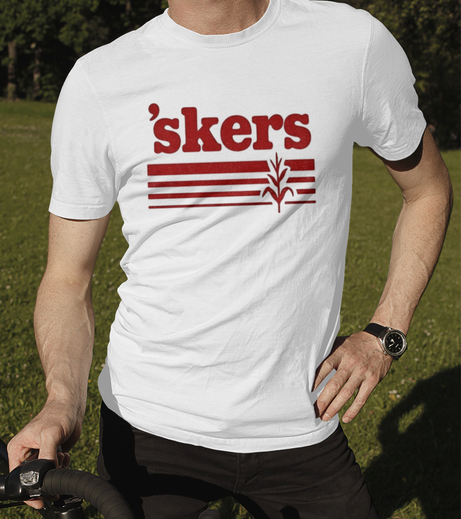 Skers Nebraska Cornhuskers Text Red Lines T-Shirt