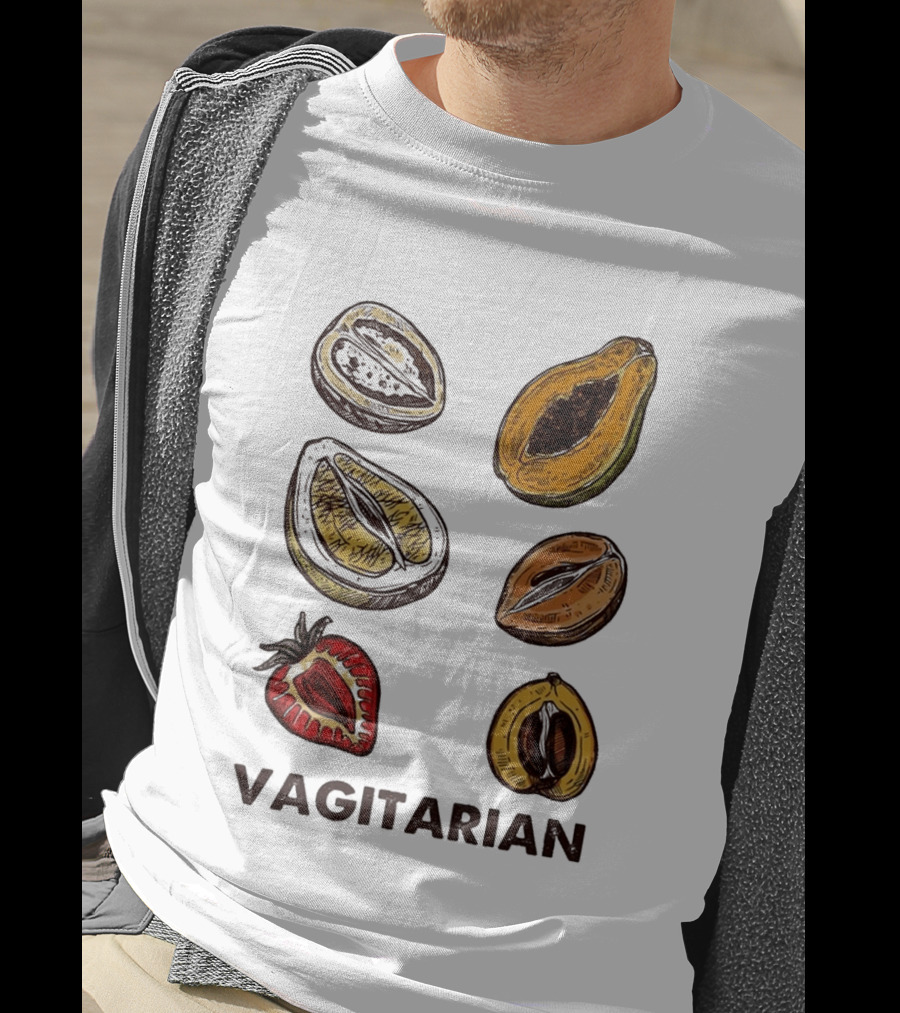 Vagitarian Fruit Humor Strawberry Avocado Papaya Illustrations T-Shirt