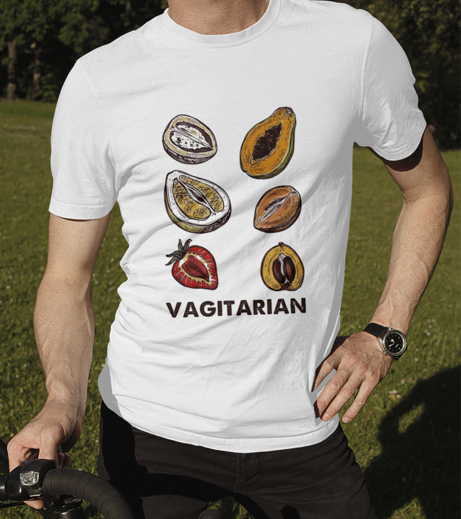 Vagitarian Fruit Humor Strawberry Avocado Papaya Illustrations T-Shirt