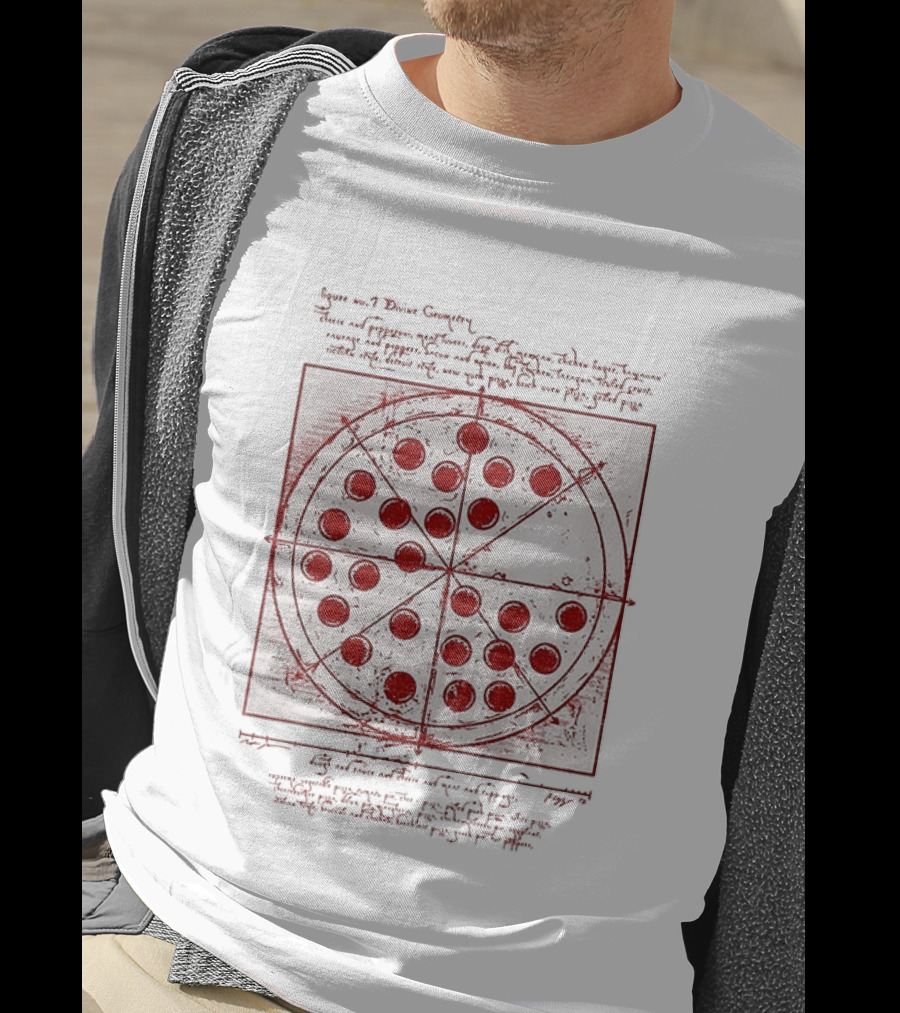 Vitruvian Pizza Leonardo Da Vinci Spider Tom Movie Pizza Drawing T-Shirt