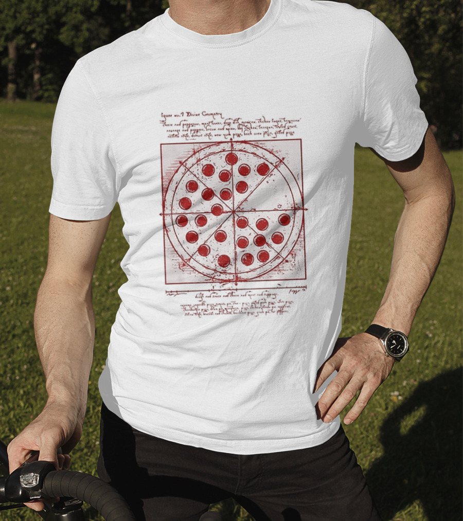 Vitruvian Pizza Leonardo Da Vinci Spider Tom Movie Pizza Drawing T-Shirt