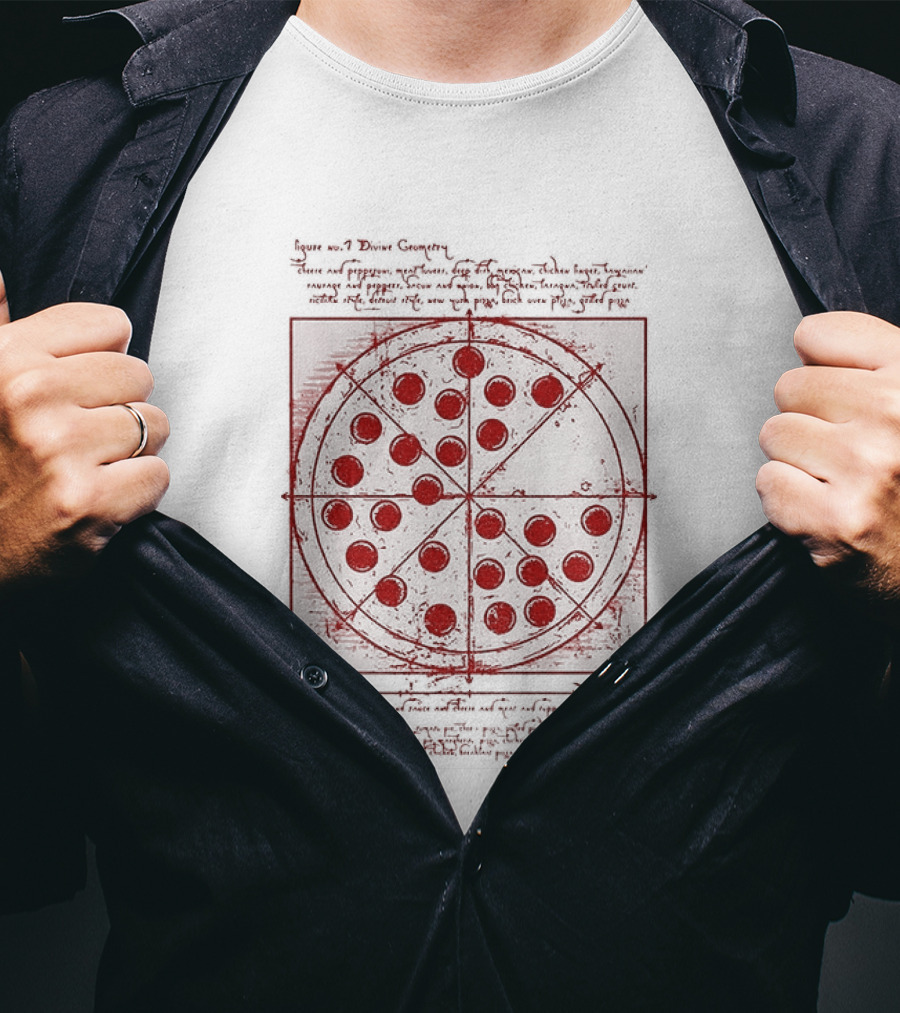 Vitruvian Pizza Leonardo Da Vinci Spider Tom Movie Pizza Drawing T-Shirt