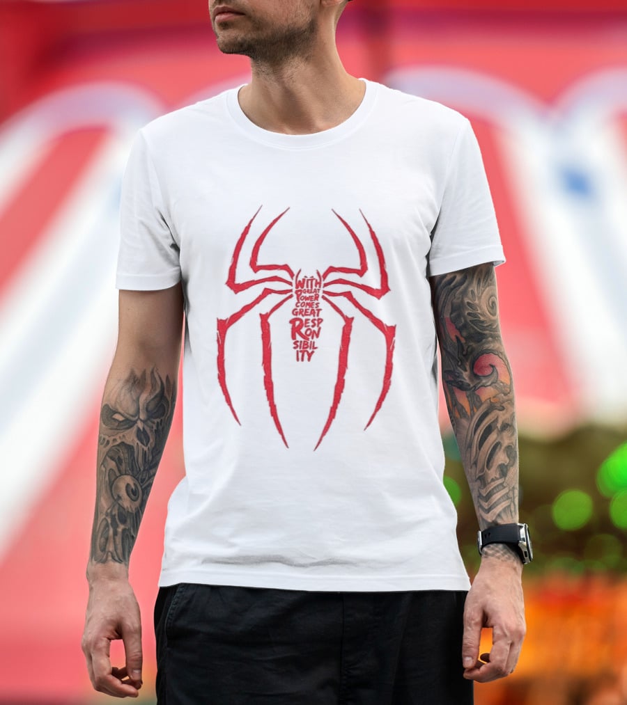 Spider Man Great Responsibility Red Symbol Superhero T-Shirt