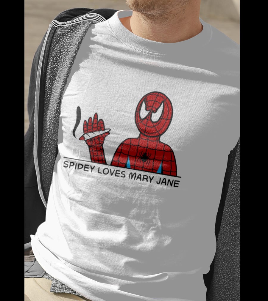 Spidey Loves Mary Jane Spider Man Smoking Humor T-Shirt