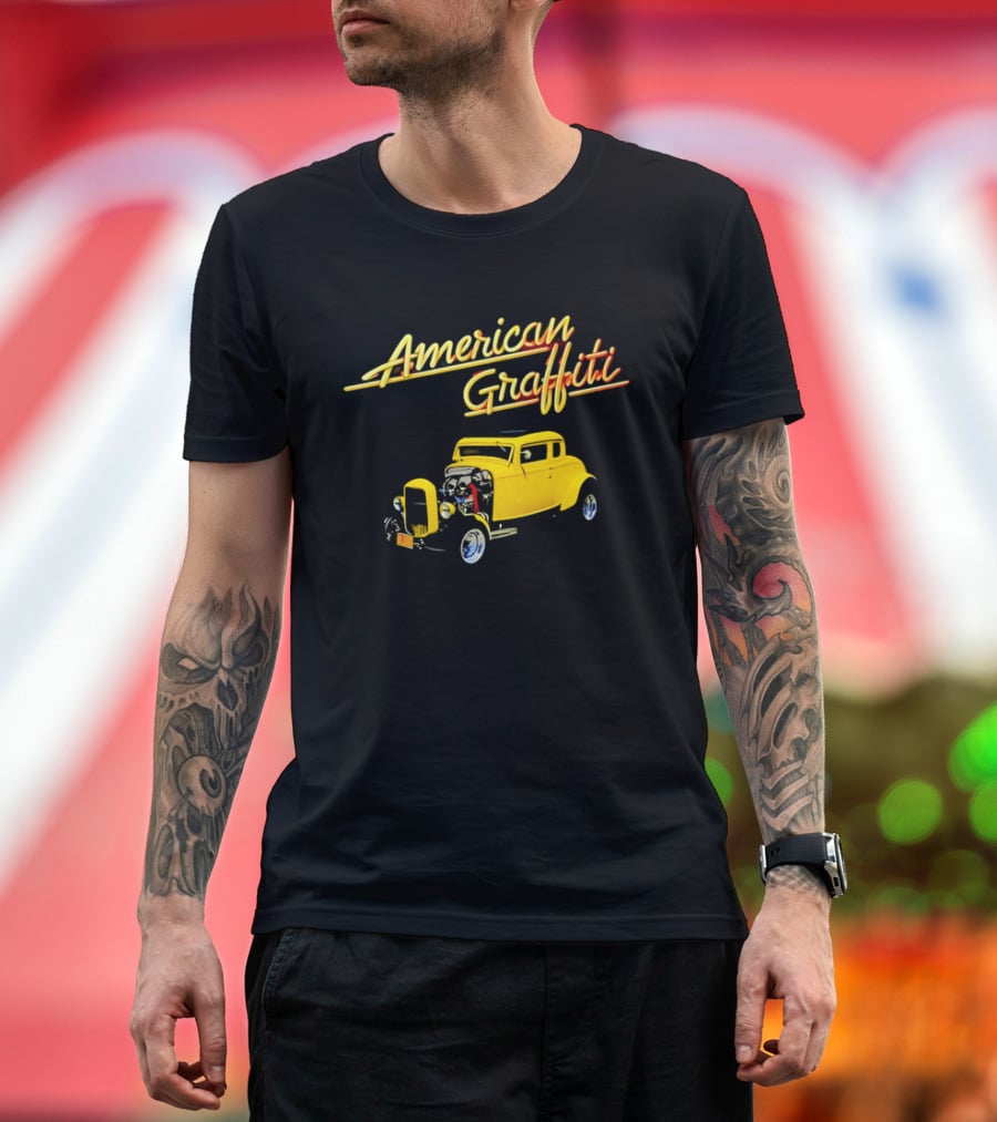 American Graffiti Yellow Deuce Coupe Hot Rod Car T-Shirt